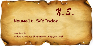 Neuwelt Sándor névjegykártya